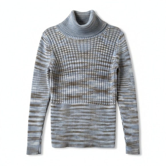 GAP Sweater Women Size L Multicolor Turtleneck Knit Cotton Blend - Picture 2 of 6